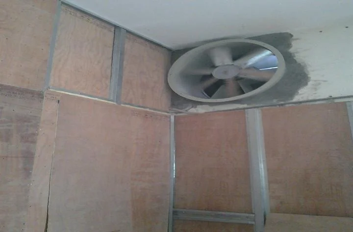 Acoustic wall panels inside a 2 MW generator room
